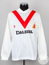 White and red No.3 Airdrieonians long-sleeved shirt, 1989-90