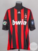 Gennaro Gattuso red and black No.8 AC Milan short-sleeved shirt, 2008-09,