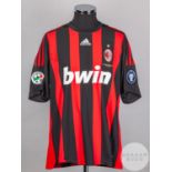 Gennaro Gattuso red and black No.8 AC Milan short-sleeved shirt, 2008-09,