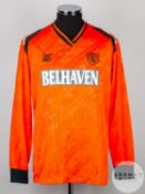 Tangerine and black No.15 Dundee United long-sleeved shirt, 1989-91