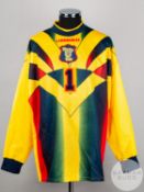 Andy Goram yellow and blue No.1 official Scotland goalkeepers shirt