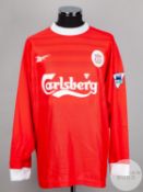 Emile Heskey red and white No.8 Liverpool long-sleeved shirt, 2000