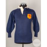 Jimmy Gibson blue Scotland v. Wales International long-sleeved shirt, 1927-28