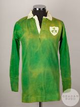 Green and white Ireland v. Wales International long-sleeved shirt, 1938-39