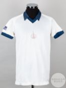 White and blue No.5 Falkirk short-sleeved shirt, 1982-83