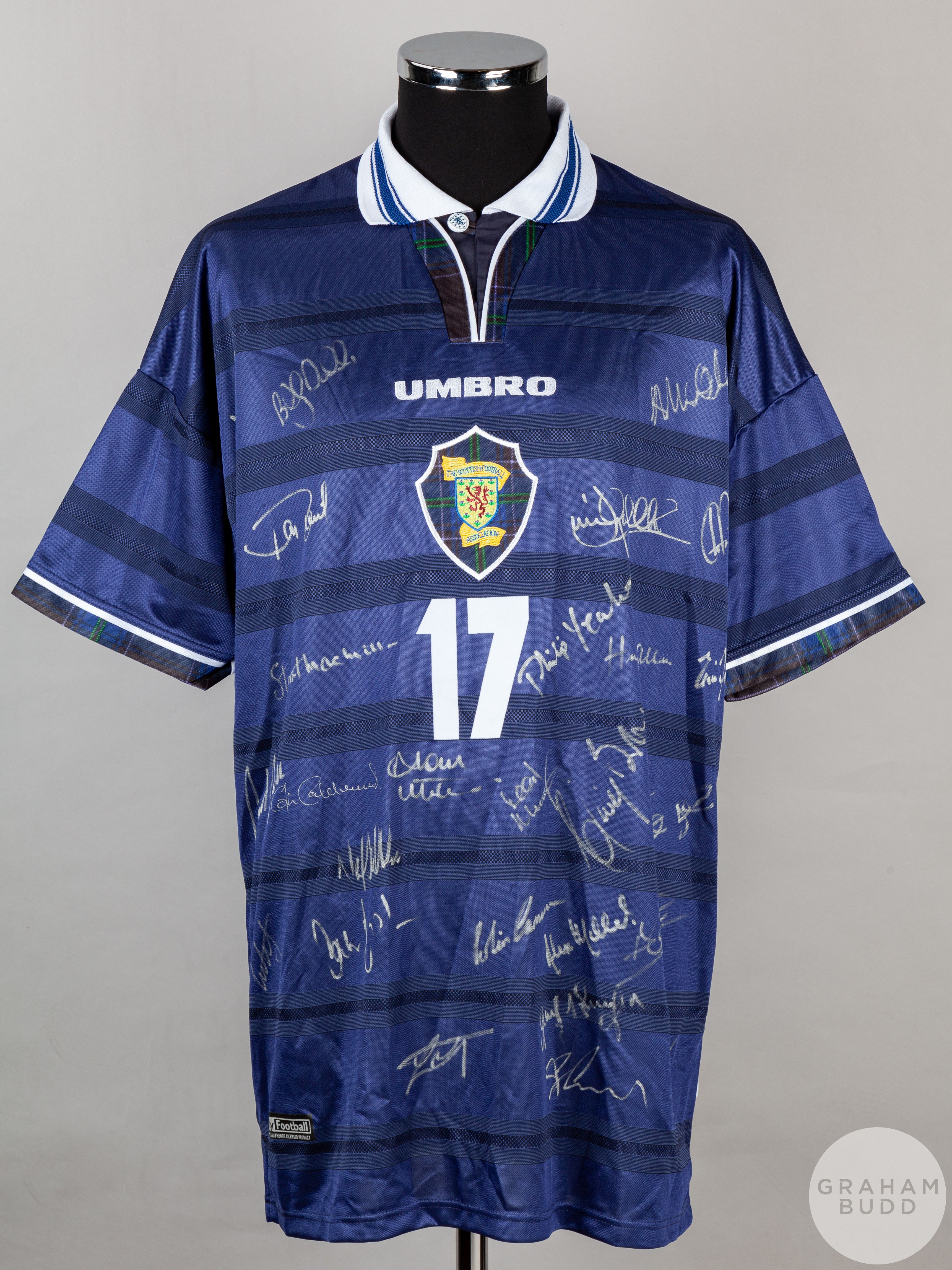 Blue and white No.17 Scotland international short-sleeved shirt, 1998-2000