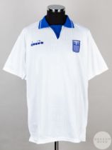 White and blue No.7 Greece short-sleeved shirt,