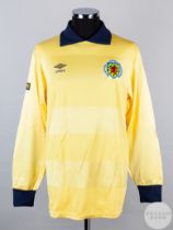 Andy Goram yellow and blue No.12 Scotland v. Bulgaria goalkeeper shirt