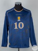 Garry O'Connor blue and gold No.10 Scotland international match issued long-sleeved shirt