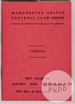Manchester United player issued tour itinerary, 1971