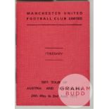 Manchester United player issued tour itinerary, 1971