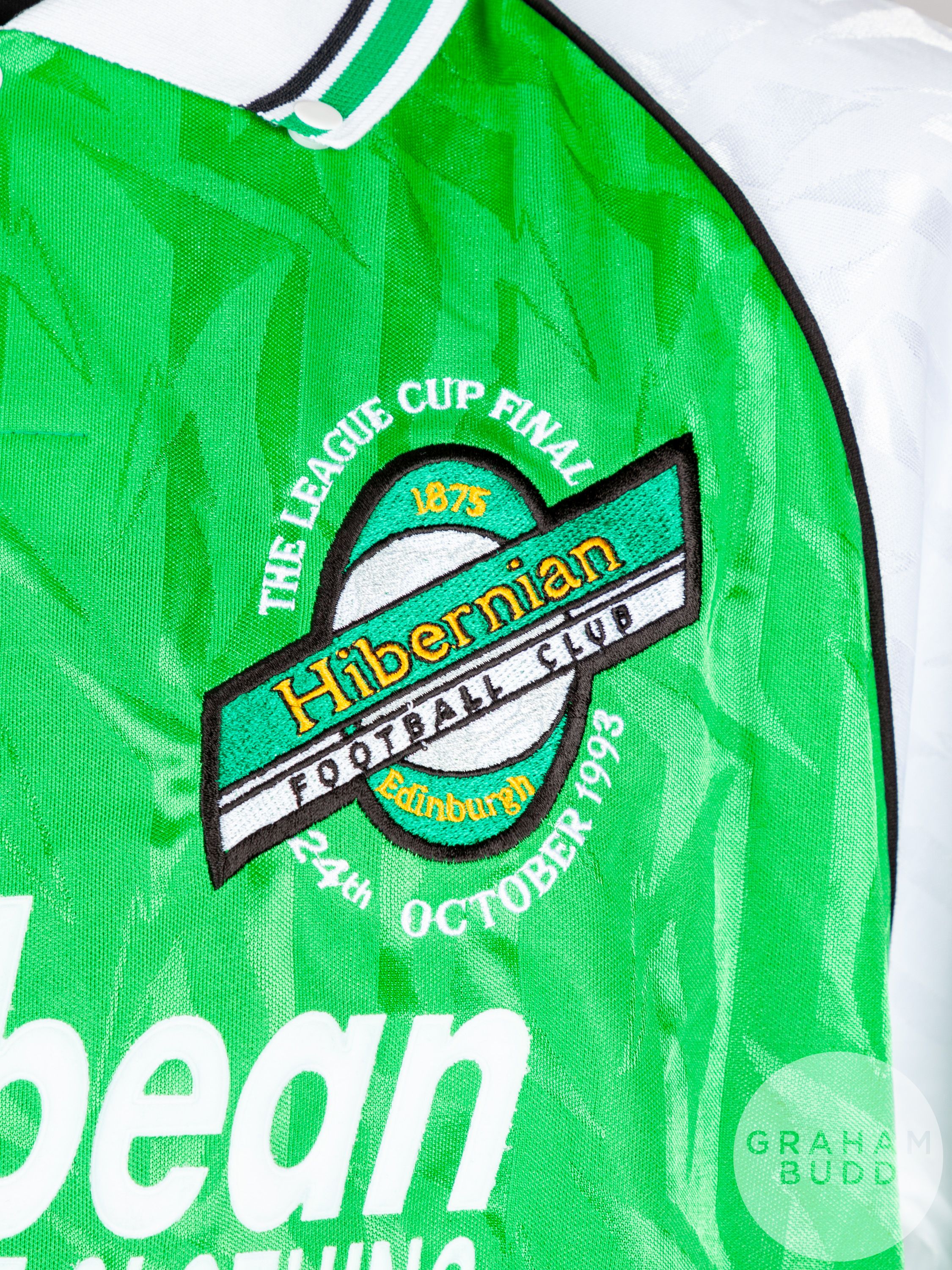 Gordon Hunter green and white No.6 Hibernian League Cup Final long-sleeved shirt - Image 3 of 5