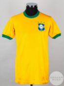 Reinaldo yellow and green No.9 Brazil v. Scotland International match worn short-sleeved shirt,