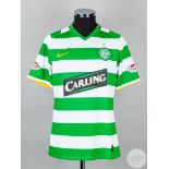 Robbie Keane green and white No.7 Celtic v. Aberdeen short-sleeved shirt