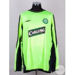 Magnus Hedman lime green and black No.21 Celtic Champions League goalkeepers shirt