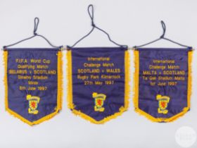 Alex Miller three official Scotland International match pennants, 1997