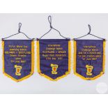 Alex Miller three official Scotland International match pennants, 1997