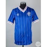 John McClelland blue and white No.3 Rangers match worn short-sleeved shirt,