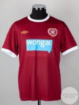 Mehdi Taouil maroon No.21 Heart of Midlothian short-sleeved shirt, 2011