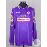 Andrei Kanchelskis purple and yellow No.17 Fiorentina long-sleeved shirt, 1997-98,