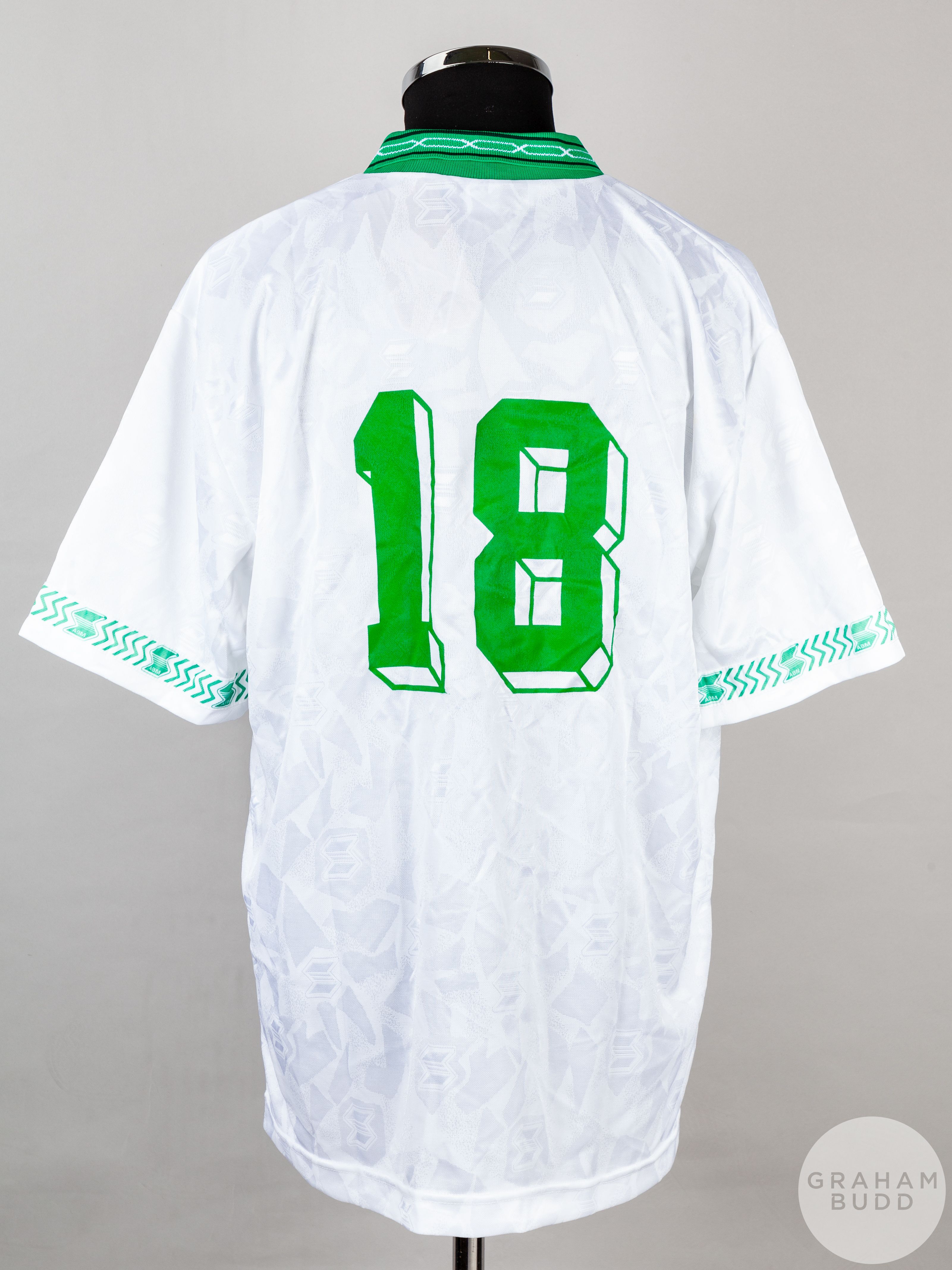 Valentin Belkevich white and green No.18 Belarus v. Scotland match issued short-sleeved shirt, - Image 2 of 5