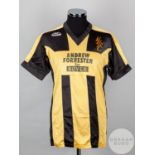 Yellow and black No.11 East Fife short-sleeved shirt, 1990-91