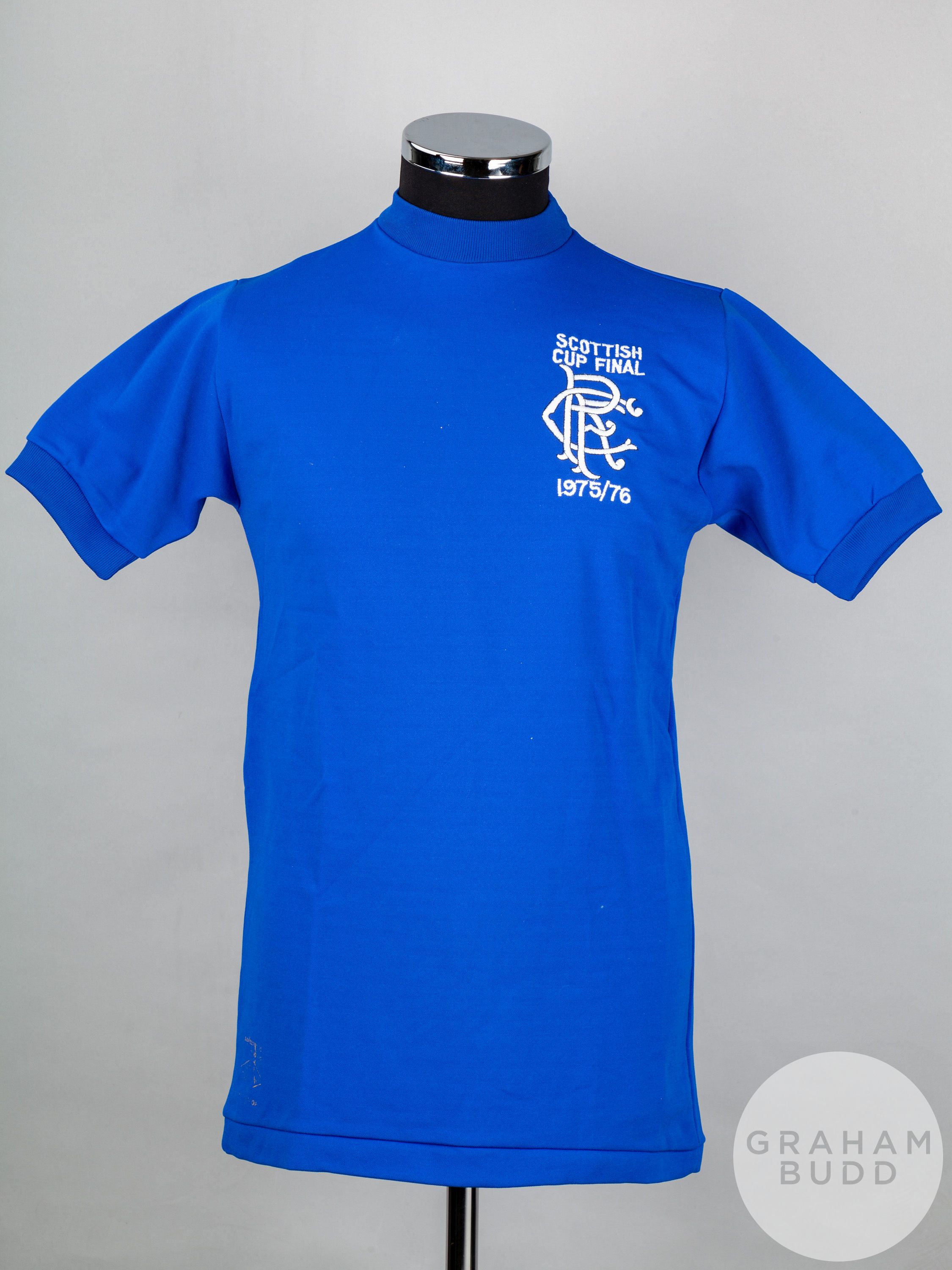 Alex Miller blue No.2 Rangers match worn Scottish Cup Final short-sleeved shirt