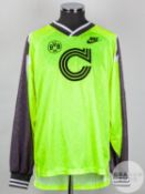 Michael Zorc yellow and black No.8 Borussia Dortmund Champions League long-sleeved shirt