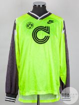 Michael Zorc yellow and black No.8 Borussia Dortmund Champions League long-sleeved shirt