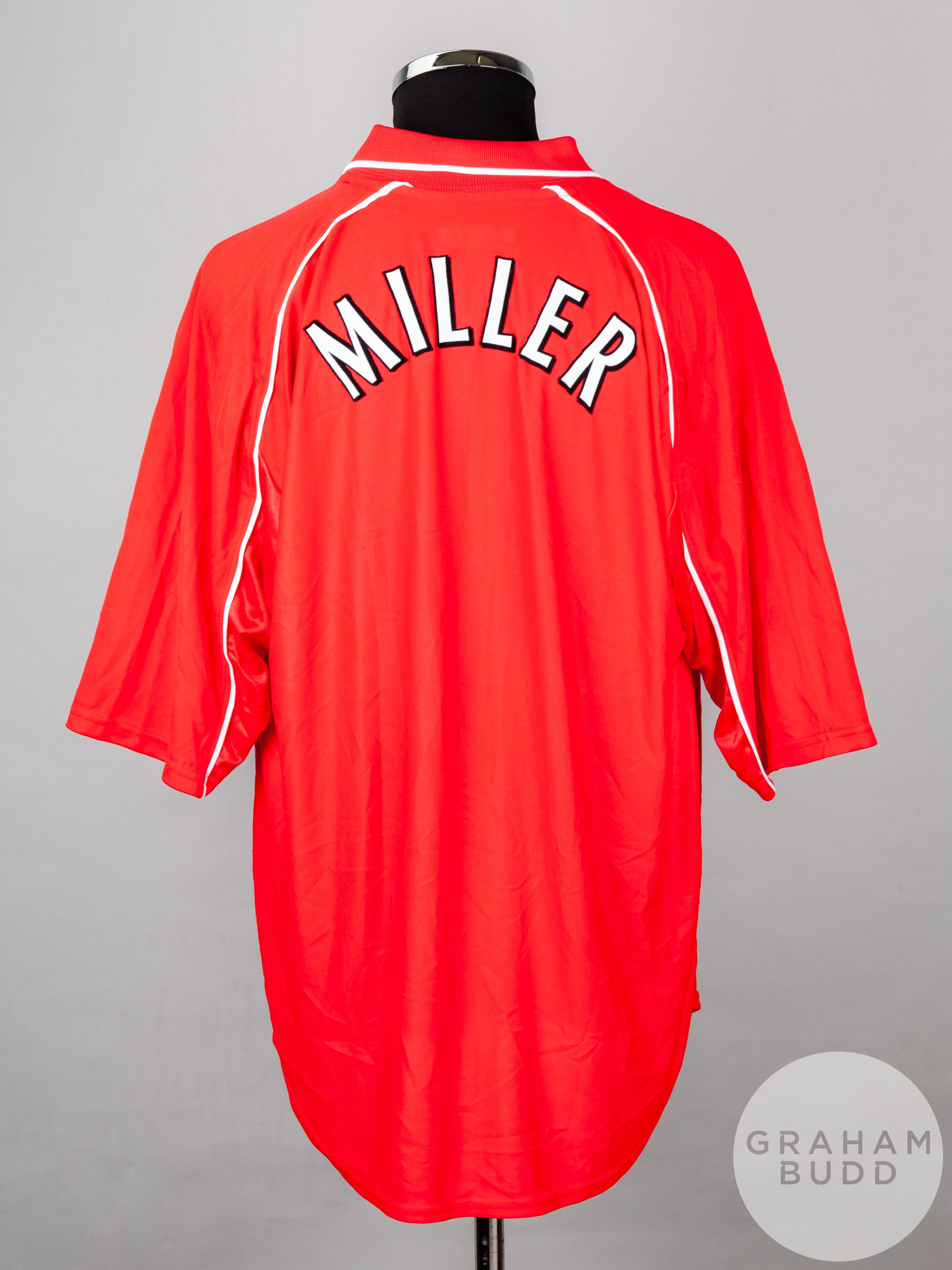 Alex Miller red and white Liverpool Treble Cup-winning commemorative shirt - Image 2 of 4