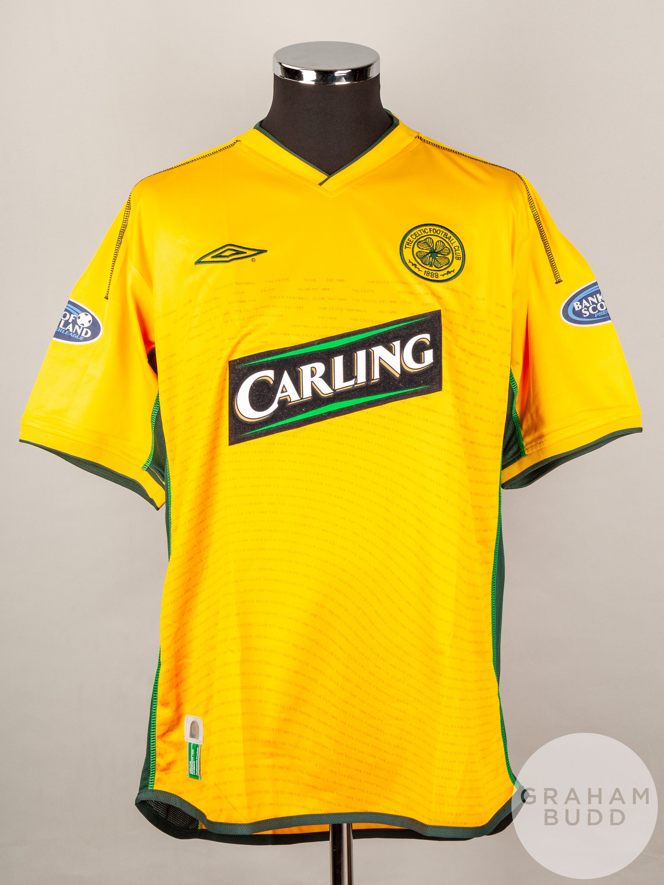 Henrik Larsson yellow No.7 Celtic short-sleeved shirt