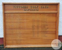Two large Victoria Golf Club honour boards