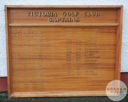 Two large Victoria Golf Club honour boards