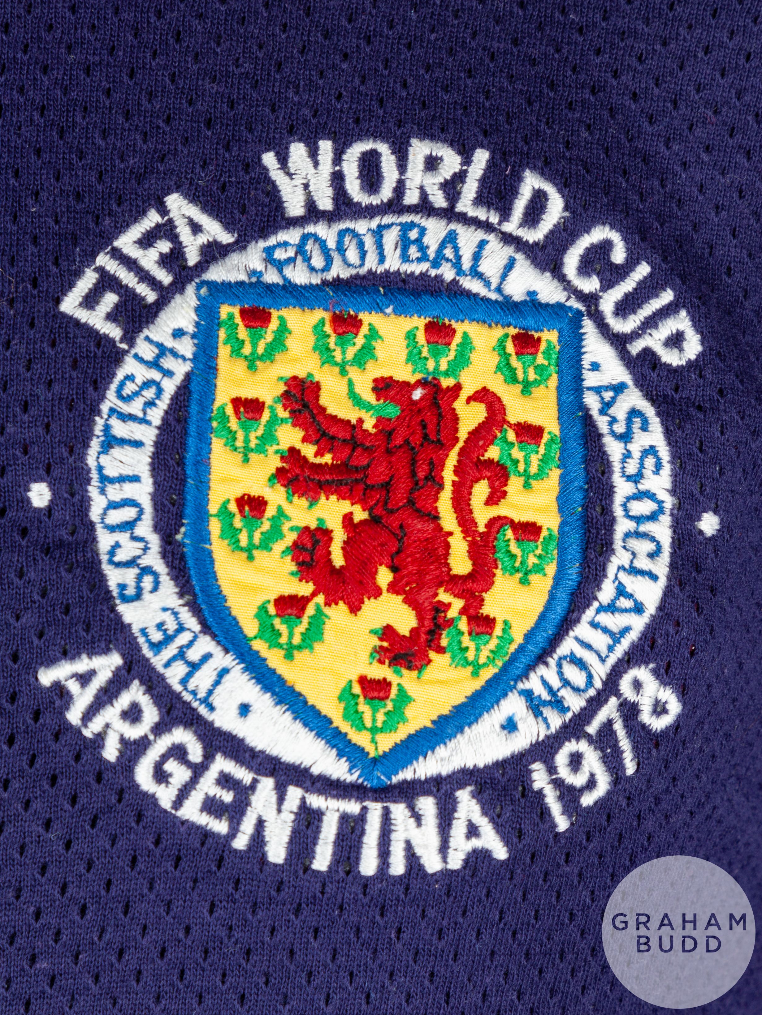 Blue official un-numbered Scotland 1978 World Cup airtex short-sleeved shirt - Image 3 of 4