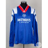 Blue, red and white No.4 official Rangers long-sleeved shirt, 1992-94