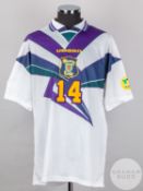 Gordon Durie white and purple No.14 Scotland Euro 96 match issued short-sleeved shirt