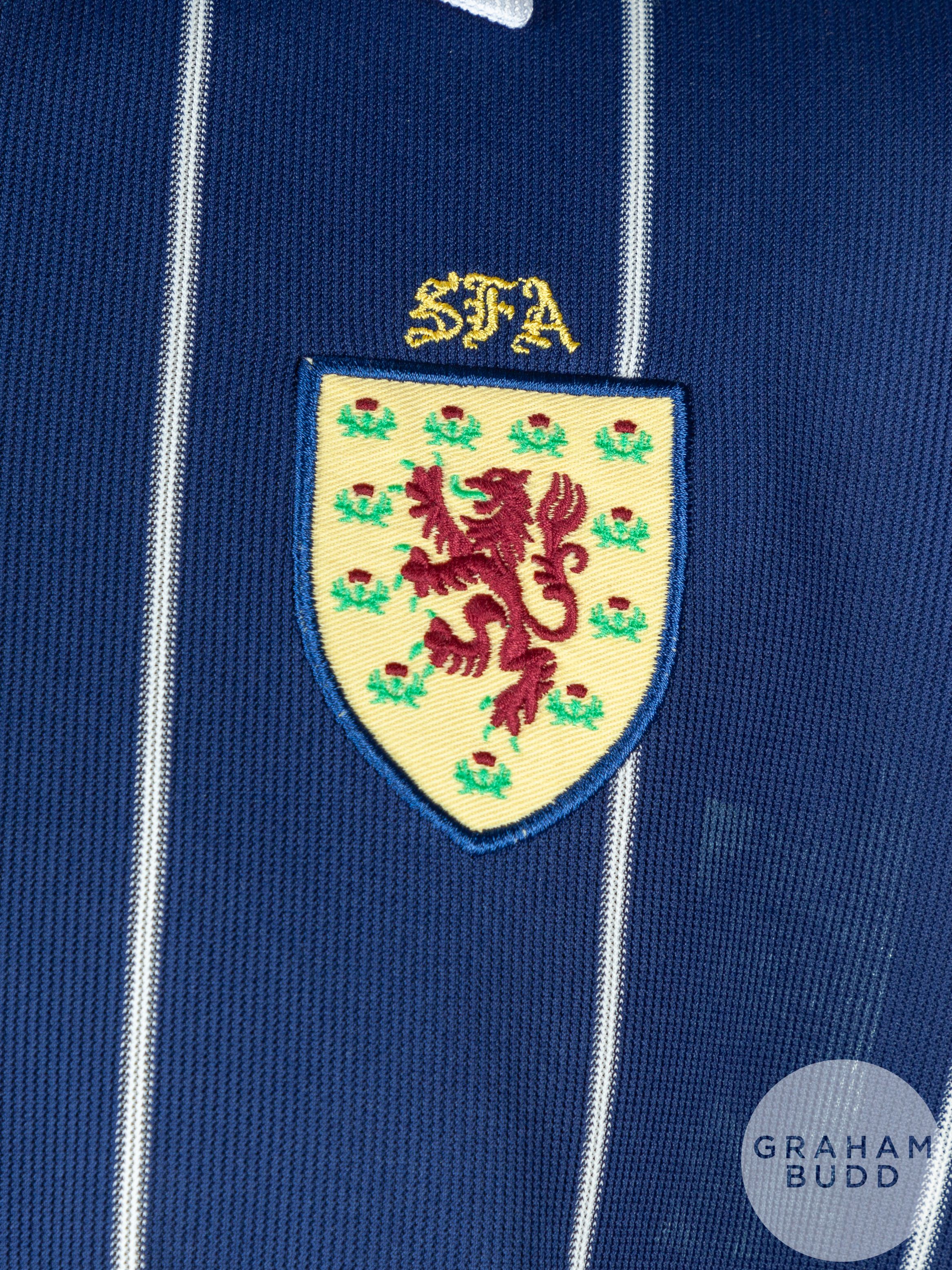 Blue pinstripe Scotland No.9 official Scotland International short-sleeved shirt - Image 3 of 5