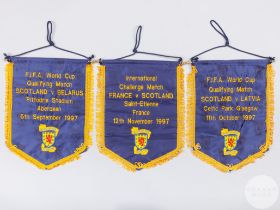 Alex Miller three official Scotland International match pennants, 1997