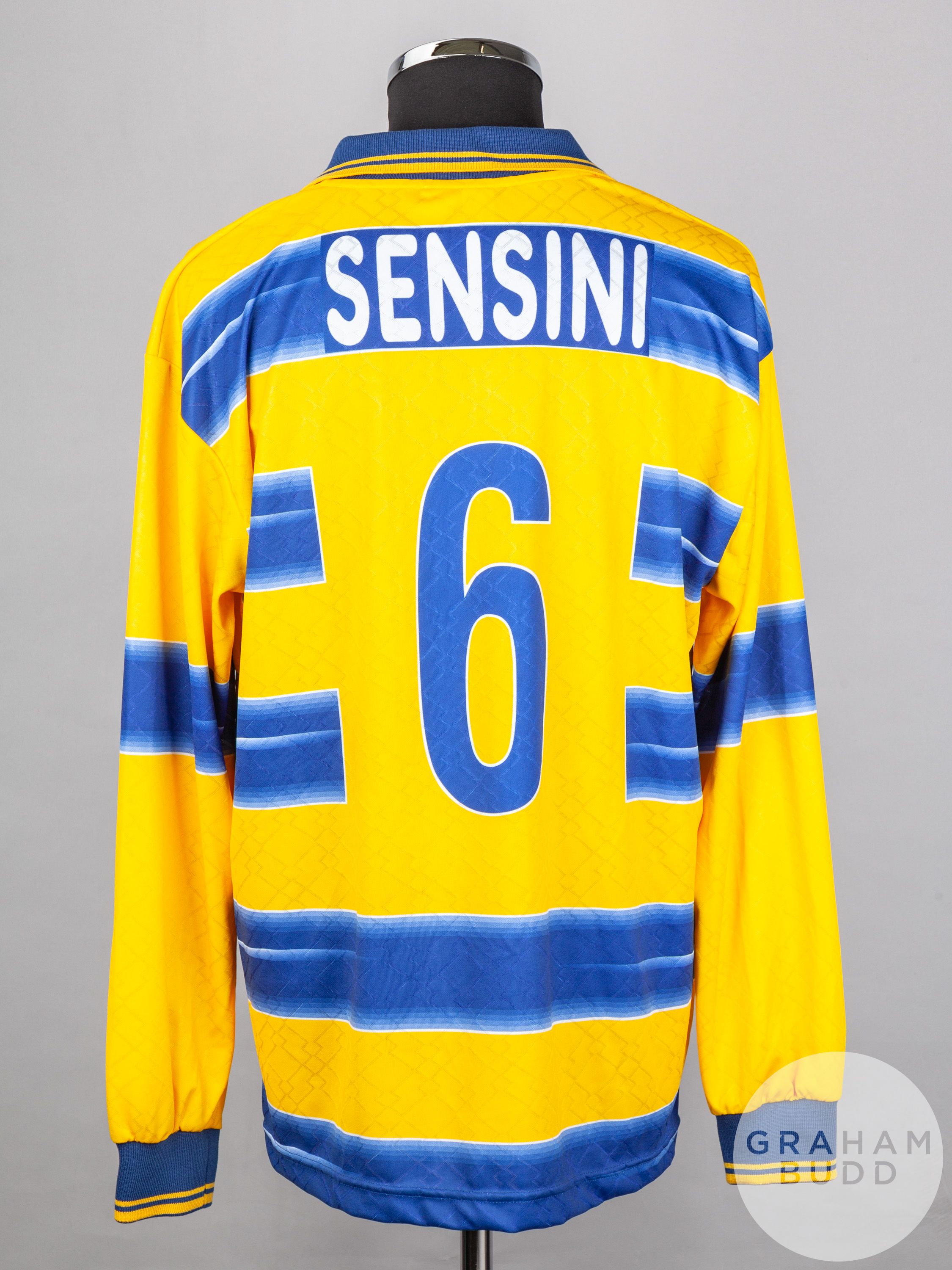 Roberto Sensini yellow and blue No.6 Parma long-sleeved shirt, 1998 - Image 2 of 5