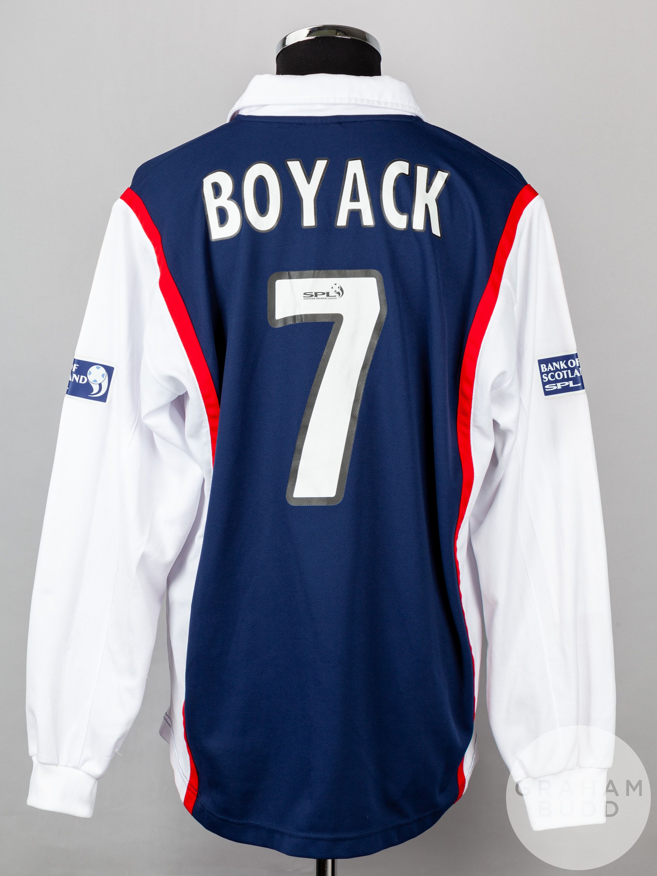 Steven Boyack dark blue and white No.7 Dundee long-sleeved shirt - Image 2 of 5