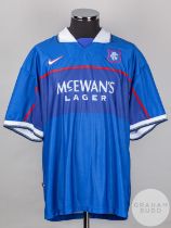 Ally McCoist blue and white No.14 Rangers short-sleeved shirt, 1997-98