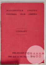 Manchester United player issued tour itinerary, 1968