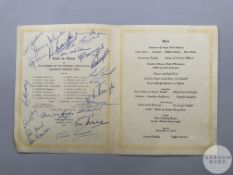 Canadian Tour 1950 autographed menu card