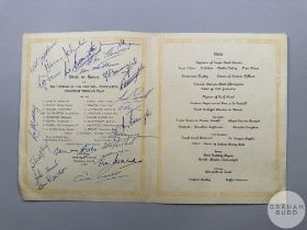 Canadian Tour 1950 autographed menu card