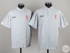 Alex Miller two grey official Liverpool 2005 Super Cup short-sleeve polo shirts