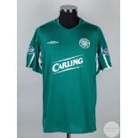 Henrik Larsson green and grey No.7 Celtic short-sleeved shirt, 2004-05,