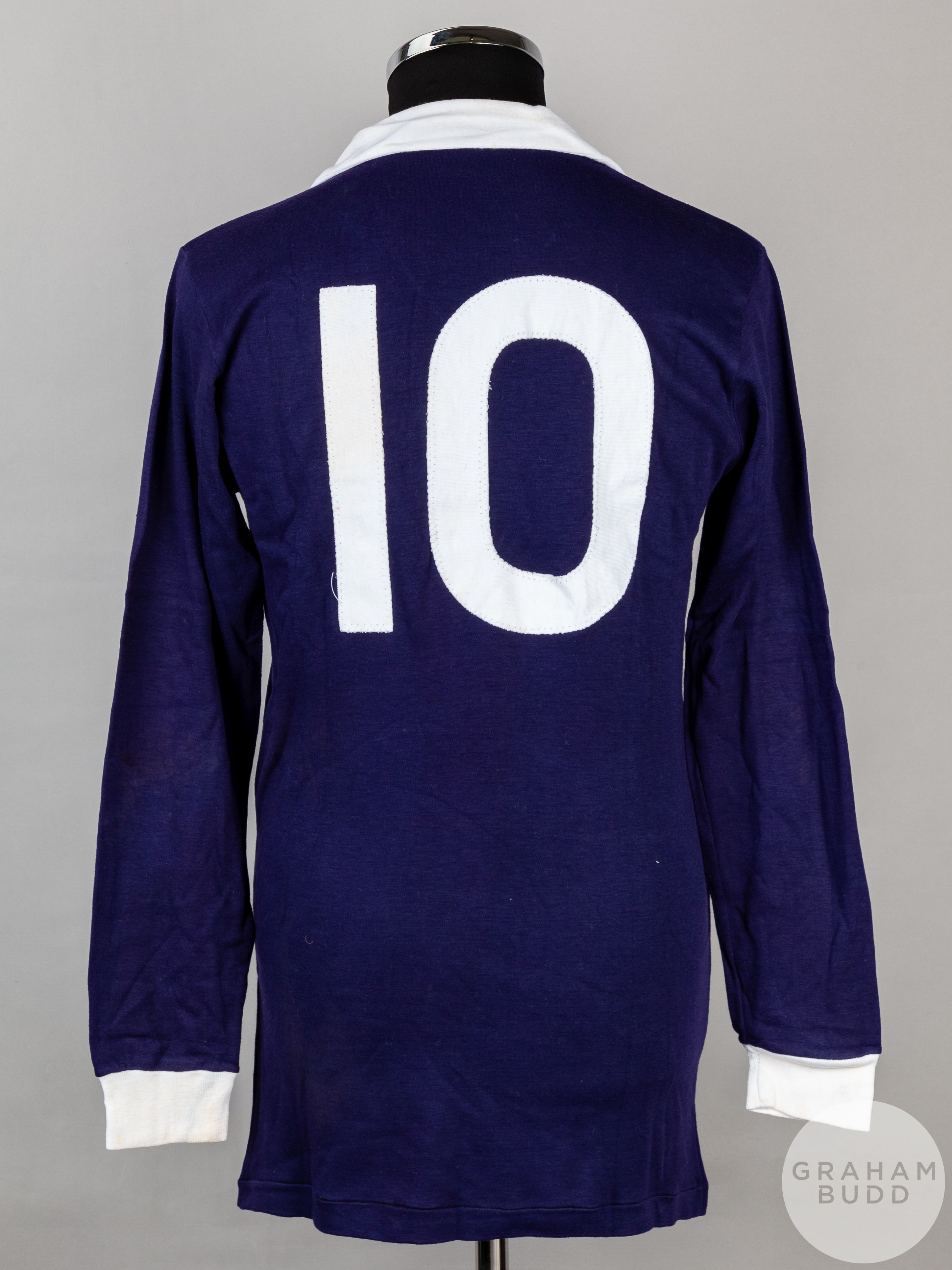 Lou Macari blue and white No.10 Scotland v. England long-sleeved shirt - Image 2 of 5