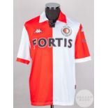 Michael Mols red and white No.14 Feyenoord short-sleeved shirt, 2008-09