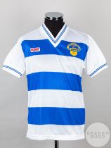 Blue and white No.14 Greenock Morton short-sleeved shirt, 1984-85,