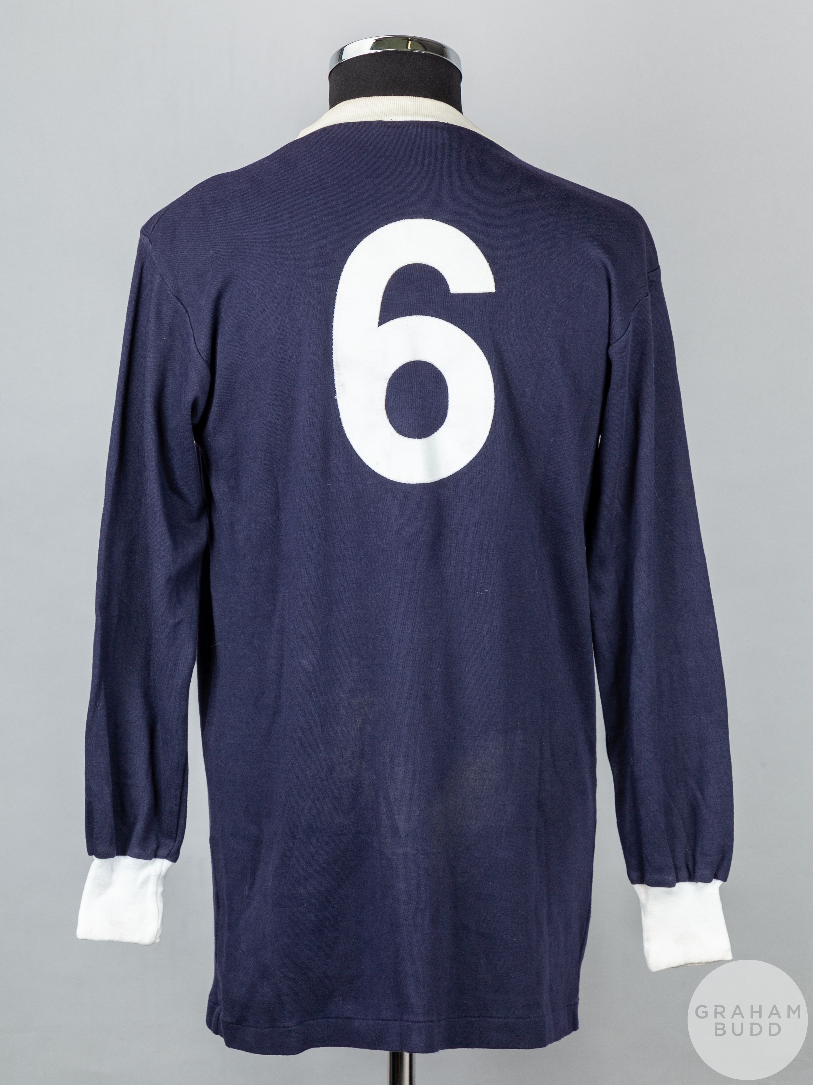 Jim Brogan blue and white No.6 Scottish Football League match worn long-sleeved shirt - Image 2 of 4